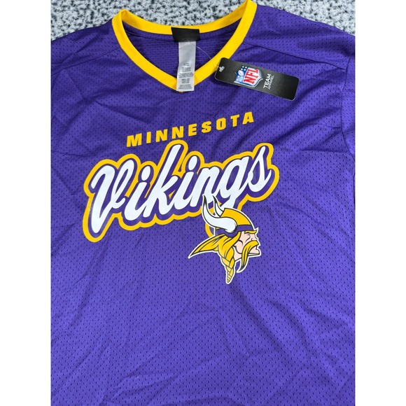 Minnesota Vikings NFL Football Purple Yellow Mesh Jersey Womens Small S 3/5 NWT - Picture 2 of 7